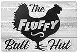 AAROENLYS Retro Tin Sign Chicken Coop The Fluffy Butt Hut Hen Metal Sign Wall Art Plaque Poster for...