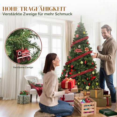 YITAHOME 230cm Künstlicher Weihnachtsbaum mit 550 LED, Weihnachtsbaum Kiefer mit 1346 Spitzen, Faltbarer Metallrahmen & Ständer… – Ansicht 6