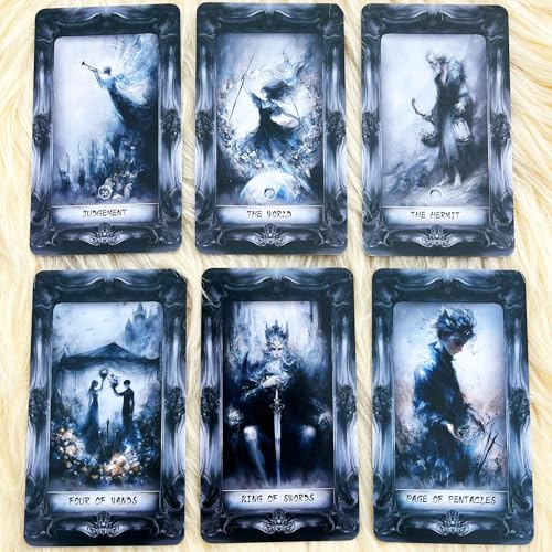 Image of Dark Fantasy Tarot Deck, 78 Gothic Tarot Cards with Guidebook for Beginners, Shadow and Light Divination Deck for Self-Discovery, Spiritual Growth, Meditation and Witchcraft Practice