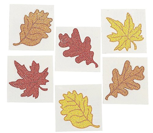 Leaf Glitter Tattoos - 6 Dozen - Fall, Autumn or Thanksgiving Theme Party Supplies!