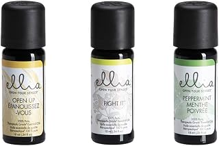Ellia Essential Oil Set, Breath Deep, with Peppermint, Open Up Blends and Fight It Blends. 3 Pack Essential Oil Kit to Help Ease Breathing. 10ml Each, by Homedics