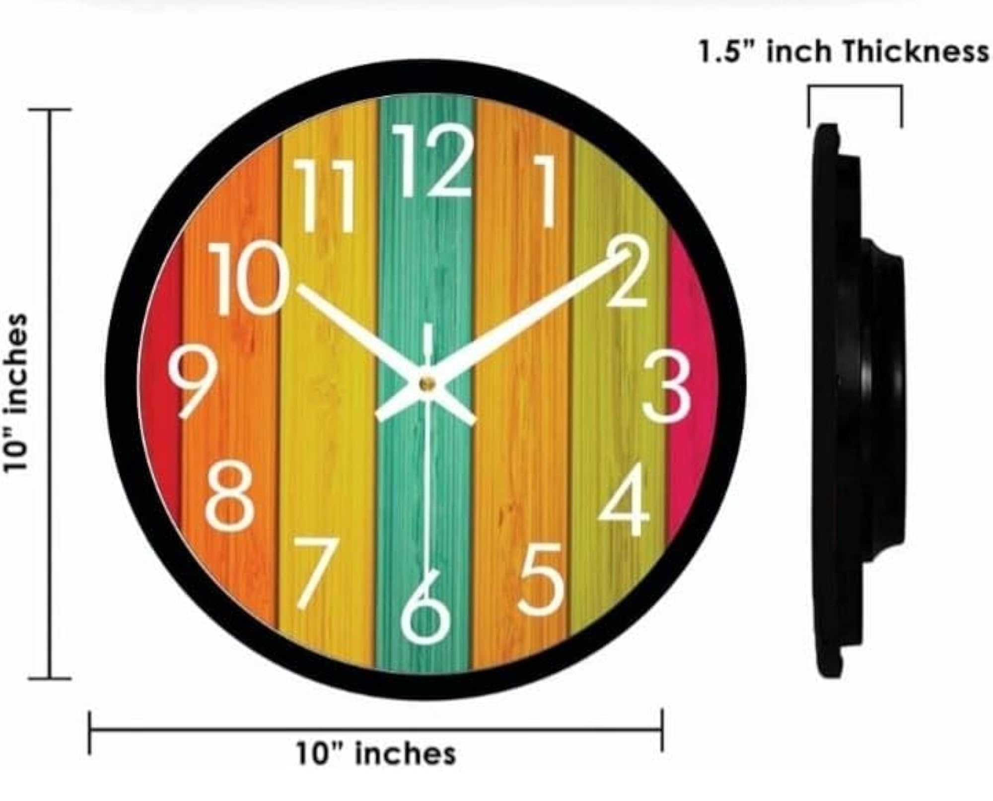 Right Corner Decorative Wall Clock with Rainbow Design