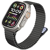 Magnetic Milanese Black Apple Watch Band for iWatch Series 9 8 7 Ultra 2 Watch, for Apple Watch Bands 44mm, Mesh Loop Stainless Steel Unisex Watch Bands for Men Apple Watch Series 10 Band 46mm -  BURINGEE