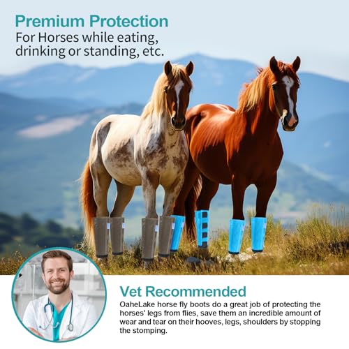 Image of Mesh Horse Fly Boots Set of 4, Loose Fitting Leggings for Horses, Reduce Stressful Stomping, Breathable Adjustable and Universal Fit for 4 Legs, Reliable Stay Put (Sky Blue)