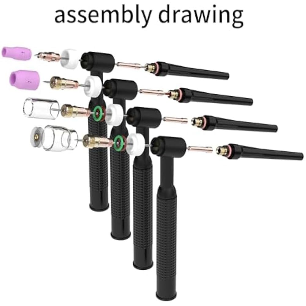 Tig Torch Zubehör Kit Tig palnik spawalniczy materiał eksploatacyjny do -17/18/26 dysz, Collets Body Stubby Stubby Gazowy obiektyw szklany zestaw