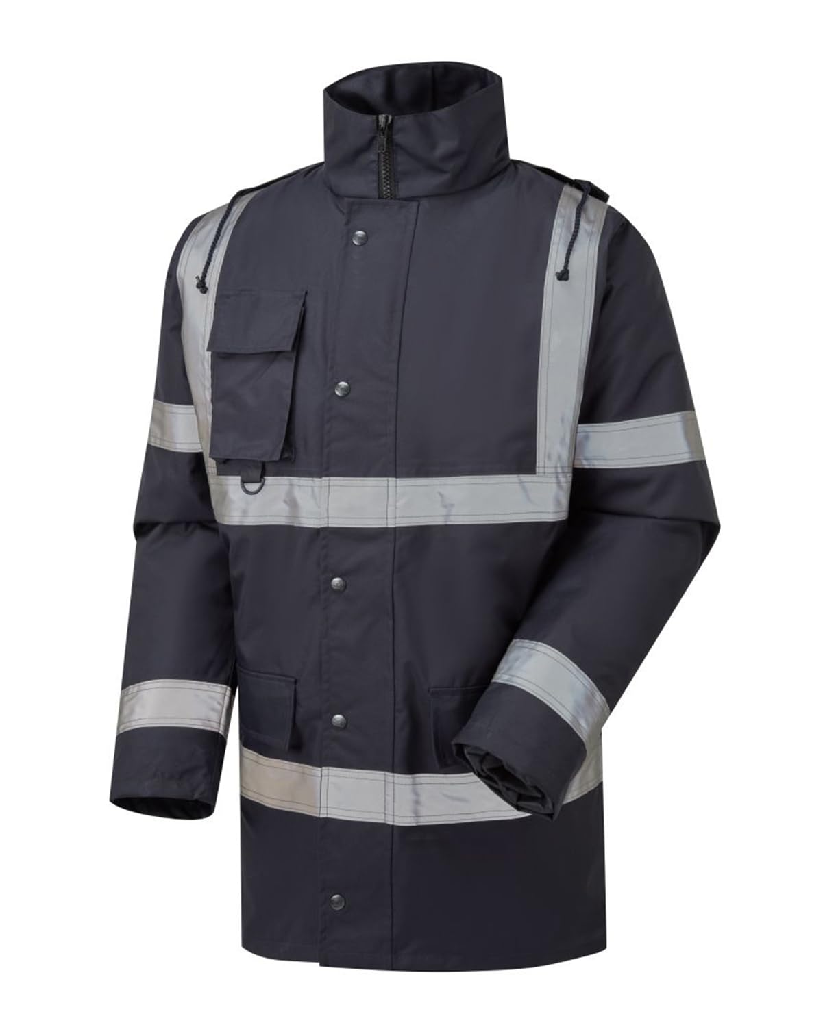 Expert Workwear Men's Navy Hi Viz Two 2 Tone Parka Jacket Visibility Security Work Waterproof Coat (Large, )