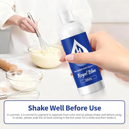 Image of Royal Blue Oil Based Food Coloring for Chocolate - Herbeklab 100ml Professional Concentrated Oil Food Dye for Candy Melts, Chocolate, Cake Pops, Strawberries & Baking