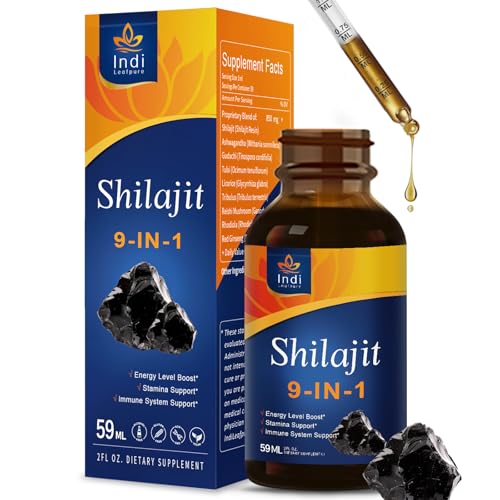 IndiLeafpure Shilajit Drops Liquid for Men & Women - Natural Shilajit Supplement for Energy Stamina & Immune Support Ayurvedic Herbal Blend w/Ashwagandha. 2oz