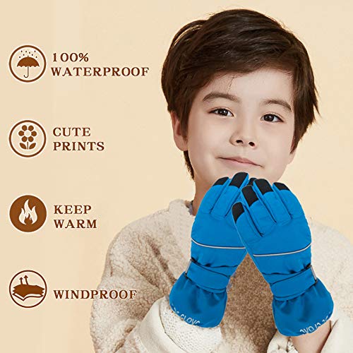 Image of BAVST Kids Winter Glove Boys Girls Snow Ski Waterproof Gloves for Teens Fleece Lining Warm Mittens Outdoor