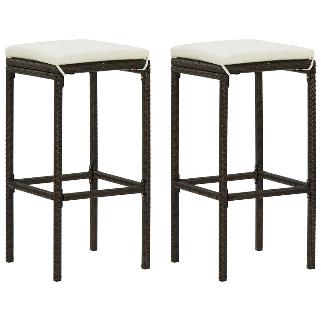 Juego de 2 Taburetes Altos de Bar con Estructura de Acero y Tejido de Ratan PE, Cojín Desenfundable y Reposapiés para Cocina, Bar o Sala de Estar, Soportan 110 kg
