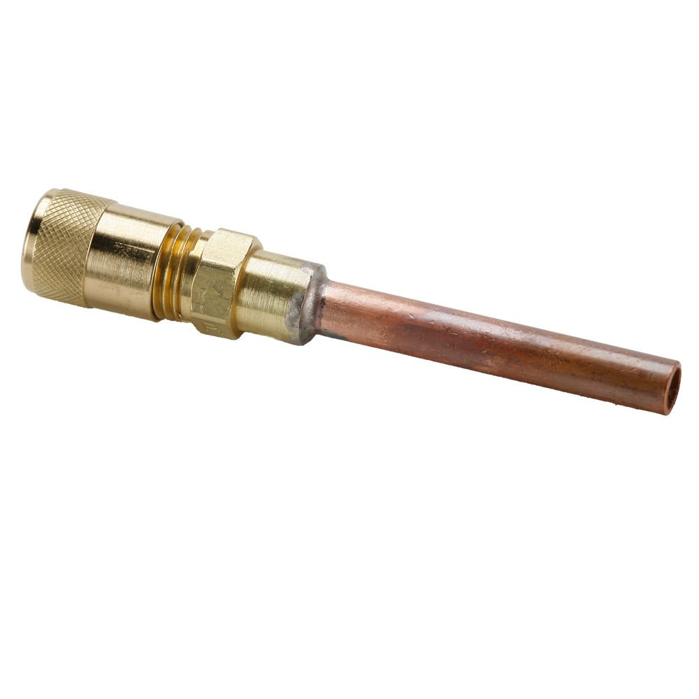 Parker AVUSE-4 Refrigeration Access Valve, Flare to Tube, Brass, SAE Male Flare and Solder Extended Copper Tube, 1/4"