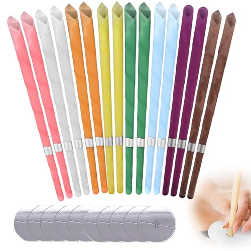 Ear Candles - Vela natural para orejas Hopi, 16 piezas de cera de abeja, con 10 discos protectores para relajarse