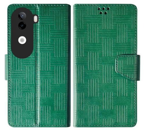 Image of SBMS Flip Cover for iQOO Z9s 5G / Vivo V40e 5G Back Cover Case with Magnatic Closure | Inbuilt Stand | Card & Money Pocket (Mat Green)