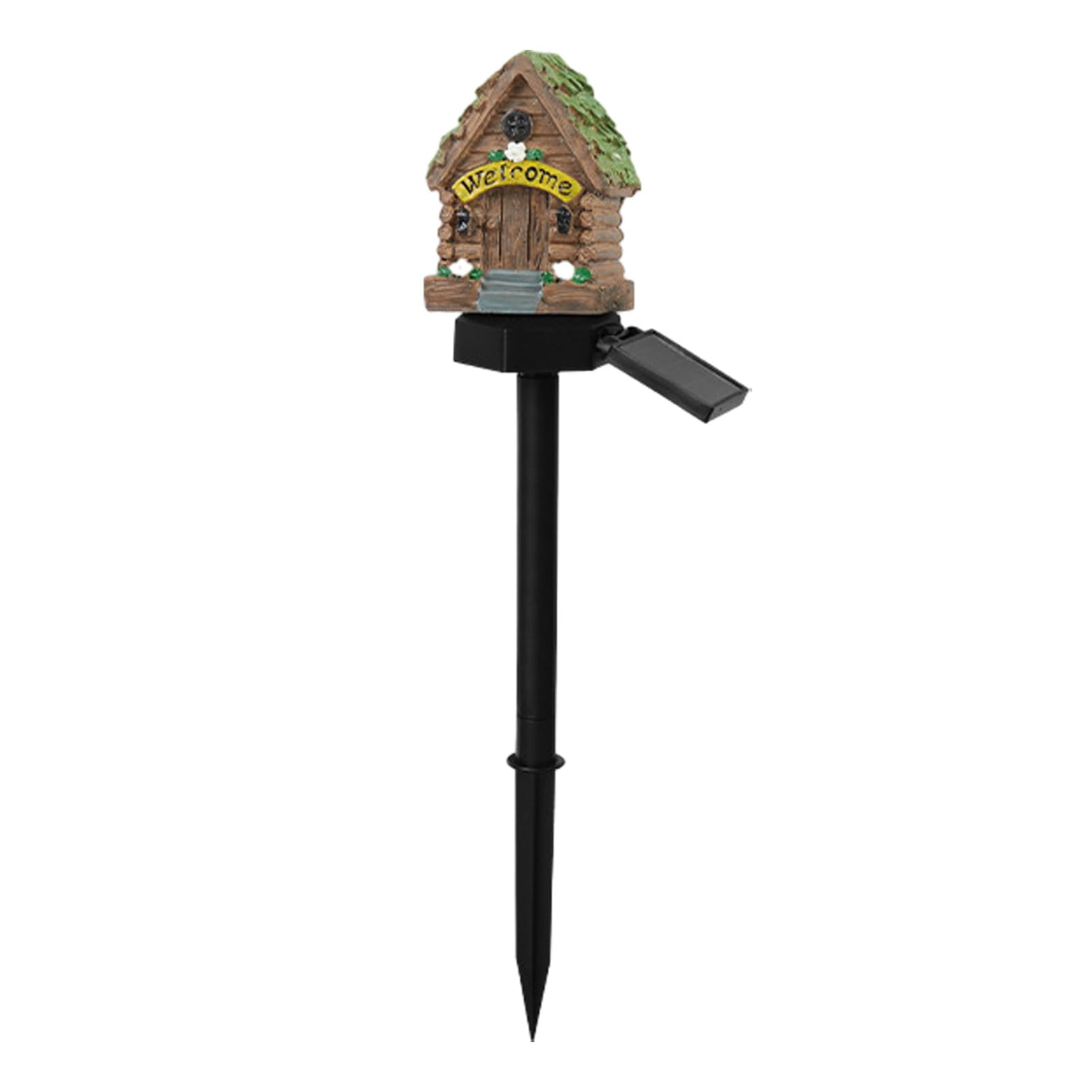 FrolicFit Solar Garden Ornaments Lights, Mushroom Solar Lights, Mushroom House Statue, Fairy Cottage Garden Stake, Waterproof Outdoor Landscape for Yard Patio Lawn Pathway Green