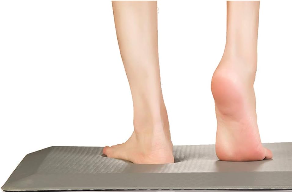 Euleven Anti-Fatigue Floor Mat 48x20. Large and Extra Thick Rubber Padded Cushion mat for Kitchen and Office. Waterproof | Ergonomic | Anti-Stress | Back Support | Imprint Memory Foam mat, Grey