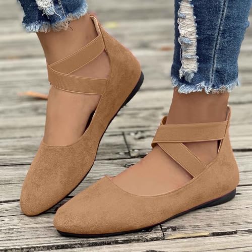 Womens Dress Flats Wide Width Loafers Women Comfortable Ballet Flats Ankle Straps Casual Office Closed Toe Shoes3