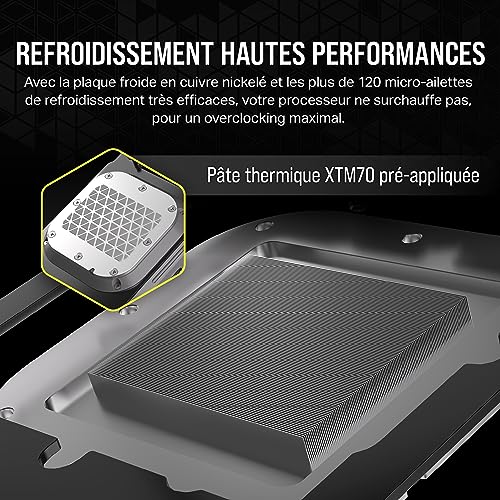 CORSAIR XC7 RGB ELITE LCD Waterblock pour Processeur - Écran LCD 480x480 - 31 LED RGB - USB-C - Compatible avec Intel LGA 1700, AMD AM5 et plus - Blanc