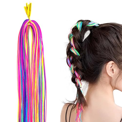 Colorful Fili Colorati Per Capelli, 48 Pcs Hair Strings Fili Di Tinsel Capelli Party Highlights Tinsel Dei Capelli Hair Tinsel Estensione Thread Yarn Braiding Wire Ribbon For Girls Women