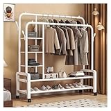 Design compact et élégant: Avec son esthétique moderne et son format gain de place, ce porte-vêtements sur pieds s'intègre facilement dans tous les types de pièces, offrant une solution de rangement efficace sans occuper trop d’espace.