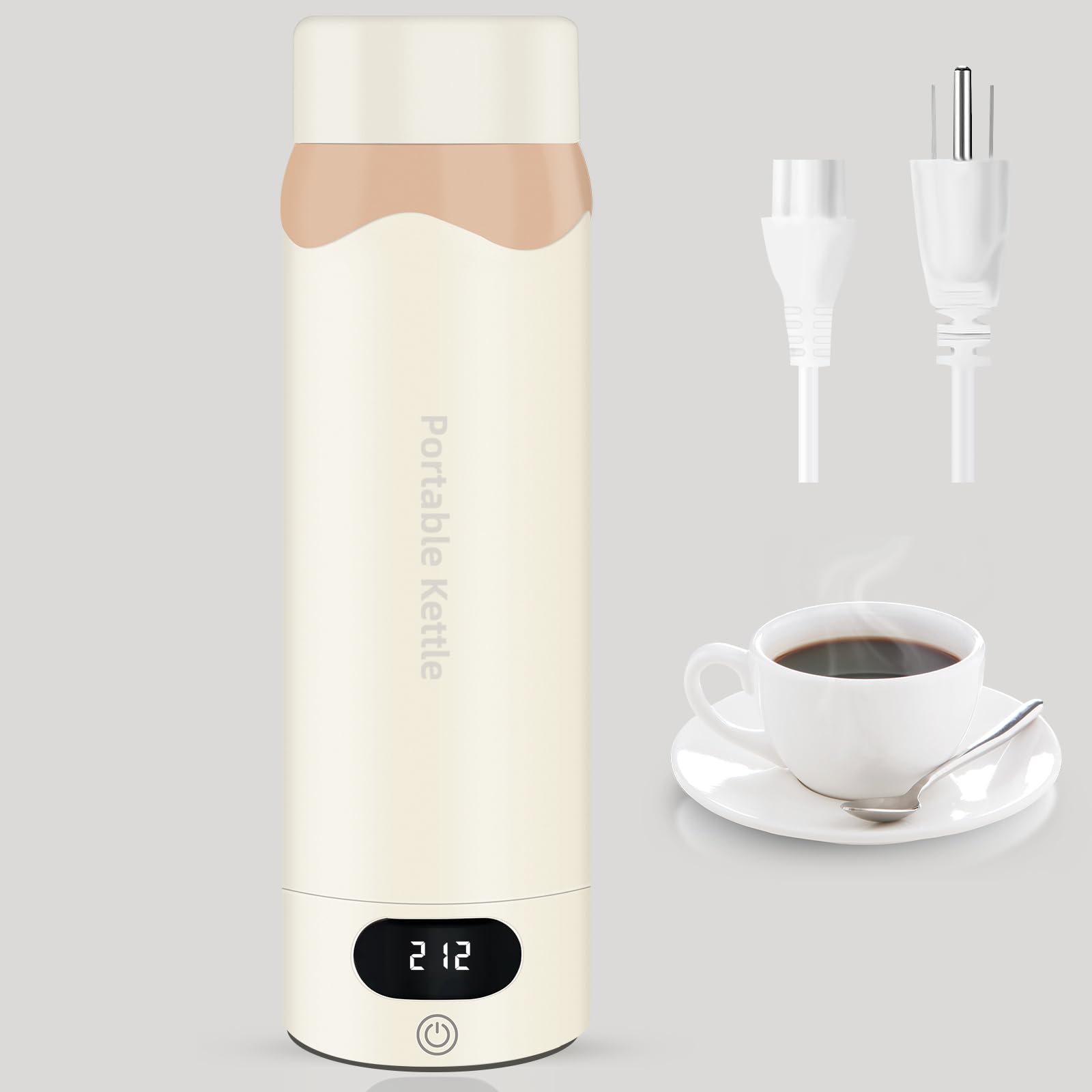 Hervidor eléctrico portátil de viaje, mini hervidor de acero inoxidable 316 al vacío 16.91 onzas/16.9 fl oz, pequeña caldera de ag