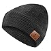Produktbild LUOP Bluetooth Hat, HD-Stereo Bluetooth 5.0 Eingebaute Mic Smart Headset Musical Strick Hut für Jugendliche Sport Fitness Reise Geburtstag (Schwarz)