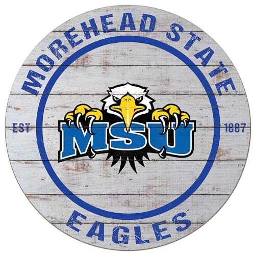 KH Sports Fan Morehead State Eagles Weathered Circle Sign, 20x20 Inches, Eagles Decor for Dorm Room, Fan Cave, Living Room; Display Your Team Spirit with This Morehead State Eagles Wall Art