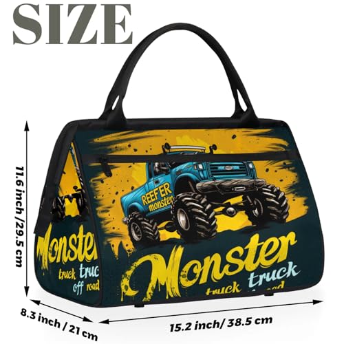 Overnight Weekender Bag for Women Men Blue Truck Art Waterproof Carry On Travel Duffel Bags with Zipper Lightweight Sports Gym Bag Luggage Workout Handle Bags for Traveling Yoga Camping2