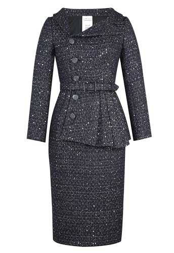 CHIC STAR Womens Sequined Tweed Blazer Dress