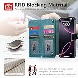 Trugox Zip Wallet Case for Apple iPhone 14 Phone Case with Ring Stand RFID Blocking Safe Card Holder Leather Purse Folio Book Folding Flip Case Cover Women Men - Green - Image 5