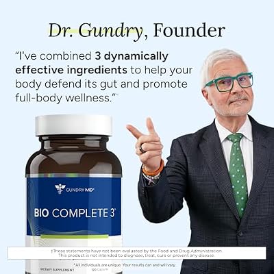 Gundry MD Bio Complete 3, 3-in-1 Probiotics for Gut Health, Probiotic Supplements for Digestion, Supplement Supporting Bloating, Gas, Food Cravings, Energy Levels, Skin, and Focus, 30 Day Supply