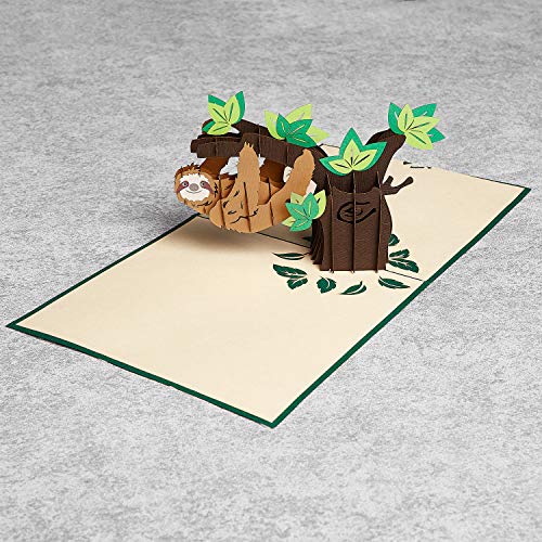 Image of Rykamia Sloth Pop Up Card - Sloth Birthday & Thank You Card For Kids - Jungle Theme Gift