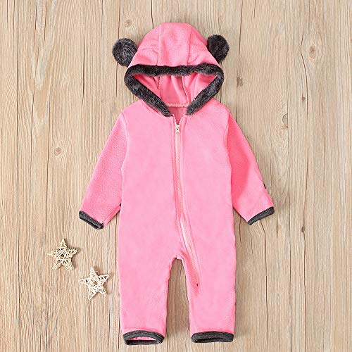 Forestime Kids Hooded Coat Infant Baby Girls Boys Solid Cartoon Ears Hoodie Romper Clothes Fleece Jumpsuit Active Jacketfb9(Pink,3-6 Months) #TOP5