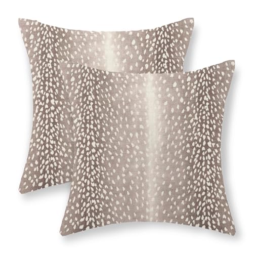 Yxuiyal Antelope Print Pillow Covers 20x20 Inches Pack of 2,Brown Animal Skin Print Throw Pillow Covers Boho Modern Abstract Decorative Pillowcase Farmhouse Cushion Cover for Couch Sofa Outdoor Decor
