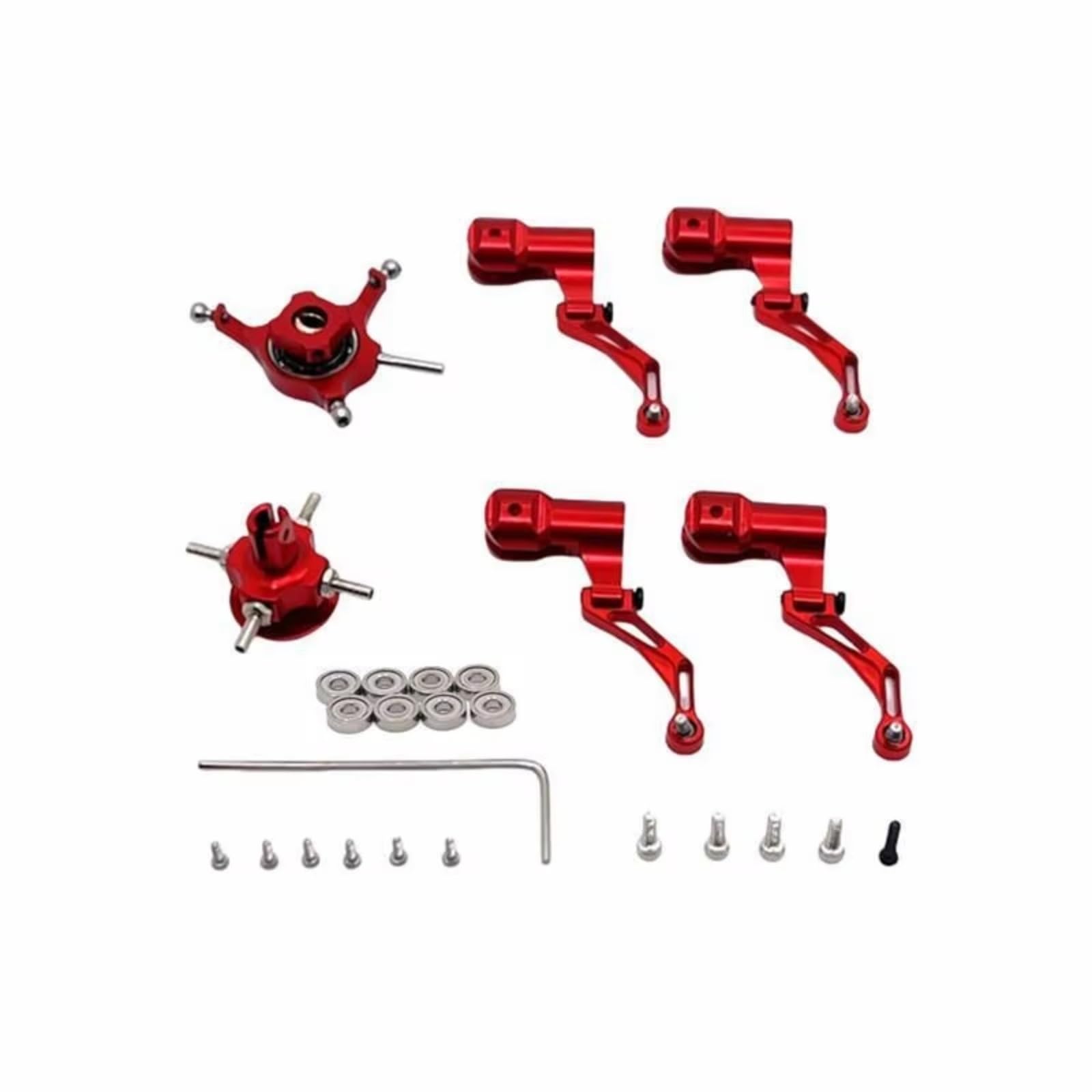 Piezas para Coches RC para WLtoys K124 K170 RC Car Aircraft Upgrade Parts Accessories ﻿ Clip De Cabeza ala En Espiral Metal Cruzado(Red)