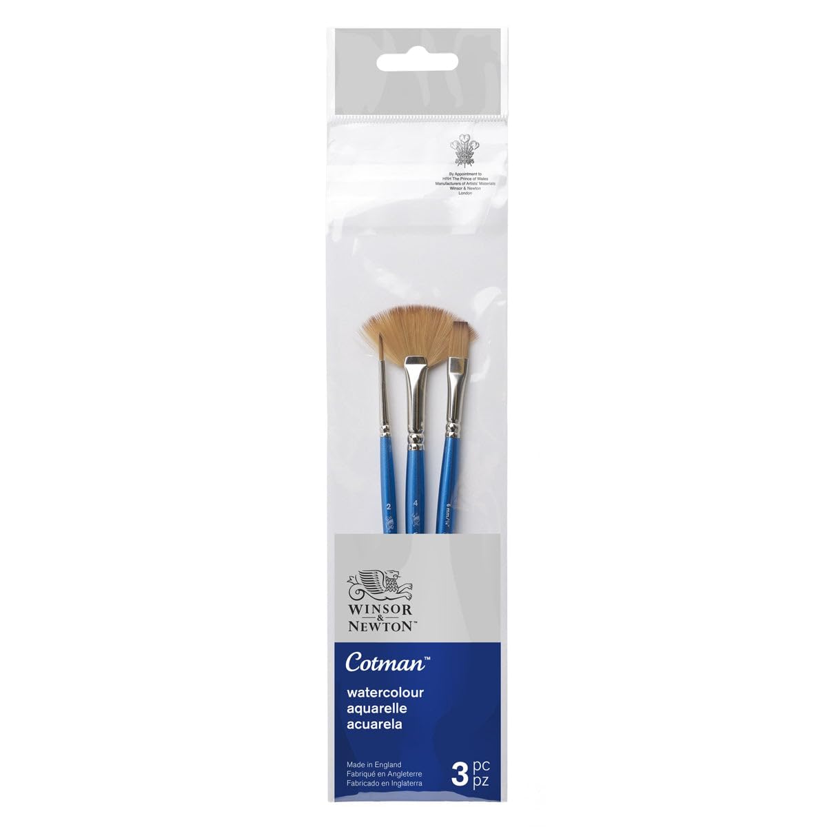 Winsor & Newton Cotman 5390608 Sulu boya sentetik kıl, 3'lü fırça seti, mükemmel sıçrama gücü,…