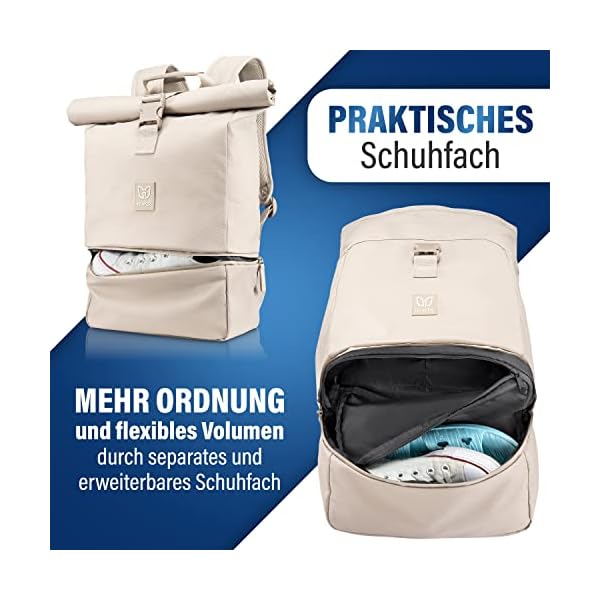 HEAVER® Rolltop Rucksack –Super praktischer Daypack- Ergonomischer u. sicherer Transport deiner Gegenstände und Laptop bei jedem Wetter- Damen/Herren – Bild 3