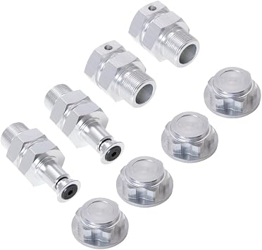 GTBRacing CNC Aluminum Metal Wheel Hub Front Rear Extender Axles with Nut Cap for 1/5 RC Car HPI km rv Baja 5b Upgrade Part Silver