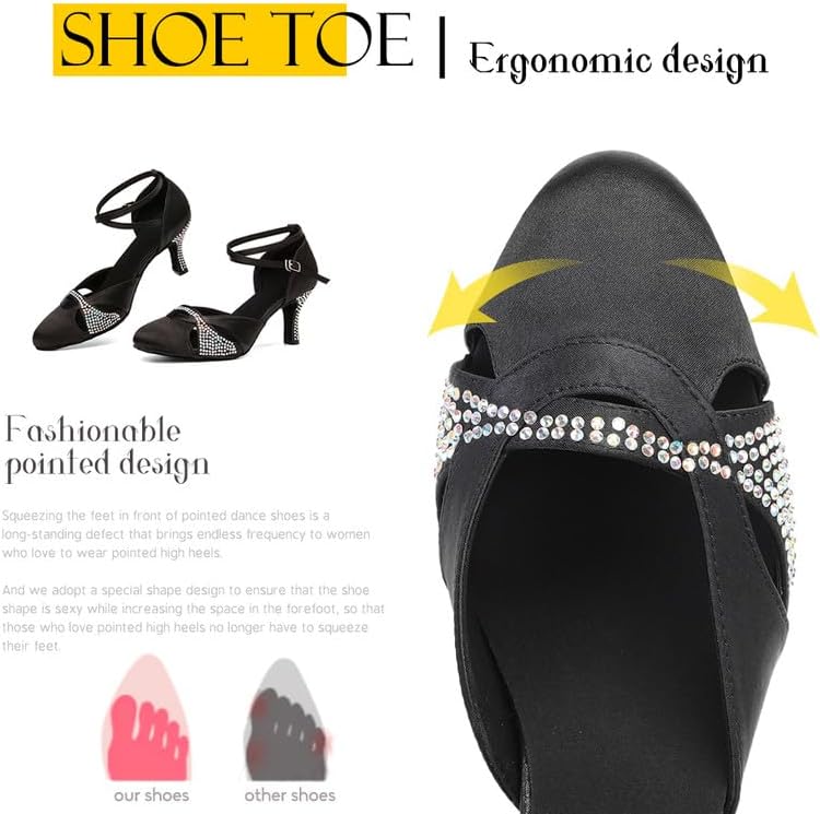 AOQUNFS Women's Latin Dance Shoes Closed Toe Salsa Ballroom Practice Performance Dance Shoes,L157,Black-7.5,US 7.5 | Image 3
