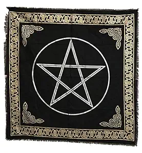 Shreyshti Altar/Tarot Cloth Pentacle 24 inch x 24 inch for Tarot Reading, Wicca, Pagan, Magic, Wall Decor, Table Cloth