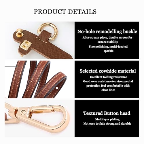 Image of Leather Adjustable Strap Kit Compatible with Longchamp Mini Bags, Replacement Crossbody Shoulder Bag Straps with Metal Buckles, 39-47 inch Adjustable Purse Strap for Women (Brown)