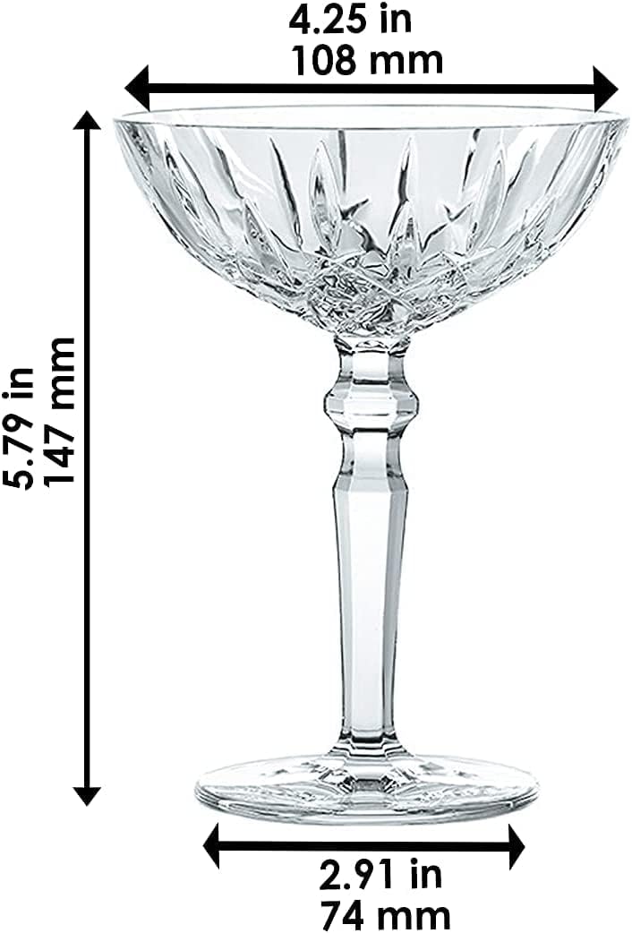 Nachtmann Noblesse Collection Cocktail Coupe Glasses, set of 2, Clear Crystal Glass with Stem, Perfect for Drinking Champagne, Sweet Wine, Martini, and Cosmopolitan, dishwasher safe