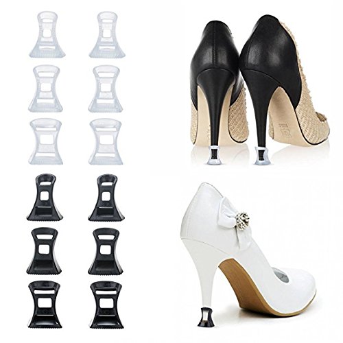 MONODY Embouts Talons, 6 Paires S/M/L Protector Haut Talon Couvre Noir et Transparent High Heel Protectors Cover