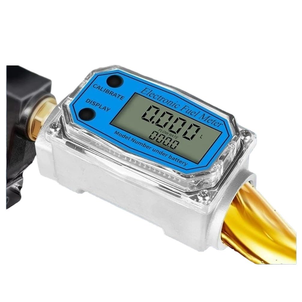 Water Flow Meter, 1inch Turbine Flow Meter High Accuracy Electronic Flowmeter LCD Display Liquid Flow Counter for Water Diesel Gasoline Kerosene
