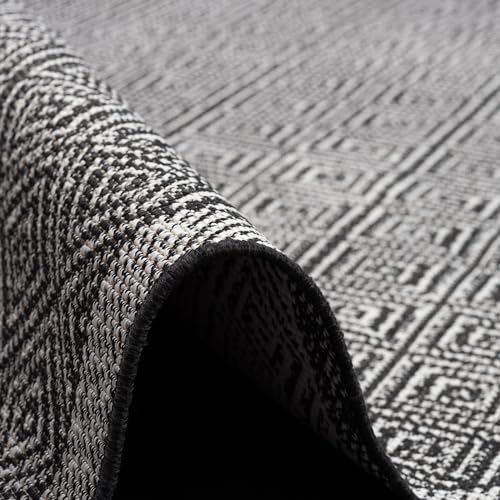 Tapis plat double-face Pergamon Hampton noir chiné grand format résistant - 7