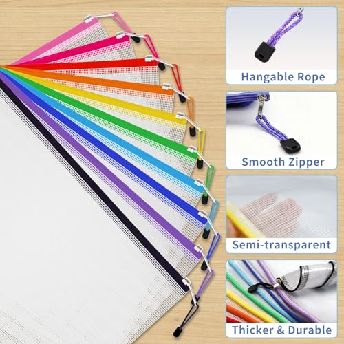 Plastic Wallets A4 Zipped Wallets A4 Zip Wallet Zipper Bags Ziplock Bags Mesh Document File Folders - Image 6