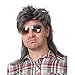 Baruisi Mullet Wigs for Men Grey 80s Cosplay Halloween Wig for Fancy Dress