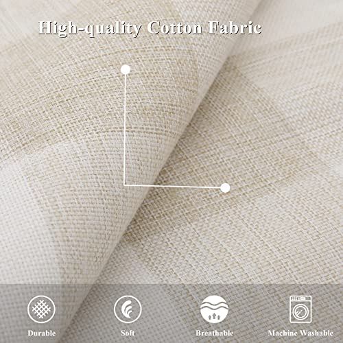 Decoruhome Farmhouse Buffalo Plaid Check Throw Pillow Covers 12X20 Set Of 2, Outdoor Fall Lumbar Decorative Pillow Covers With Stitched Edge For Bed Couch Sofa, Cream White And Beige #TOP3