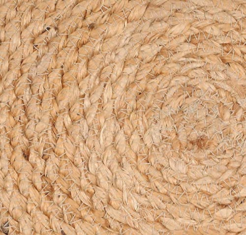 Farmhouse Jute Braided Placemat Set Of 4 - Round Hand Beaded Charger Placemat -Hand Made By Skilled Artisans - A Beautiful Complement To Your Dinner Table Décor - Natural - 13 Inch Round #TOP4