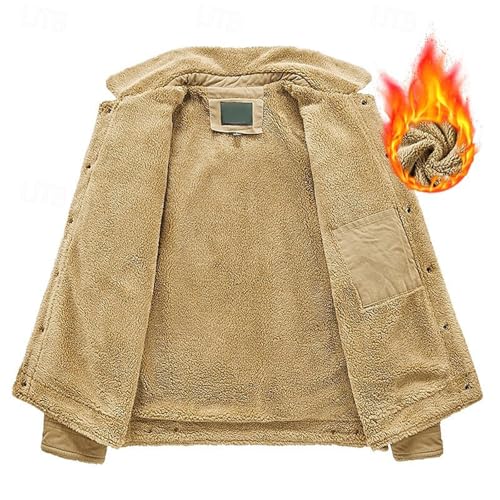 Winter Jackets for Men Warm Sherpa Hunting Zip Up Thicken Long Sleeve Fleece Lined Big and Tall Vintage Outerwear2