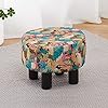 Cpintltr linen ottoman round footrest stool upholstered step stool ottomans sofa stool 4 wood legs with anti slip pads modern accent home decor suitable for living room bedroom entryway peacock  urban country home decor